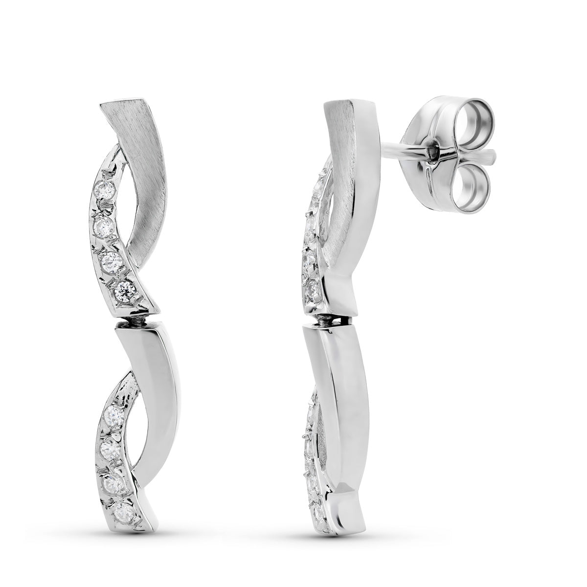 Pendientes Circonita 25 x 4 mm de oro blanco 18K