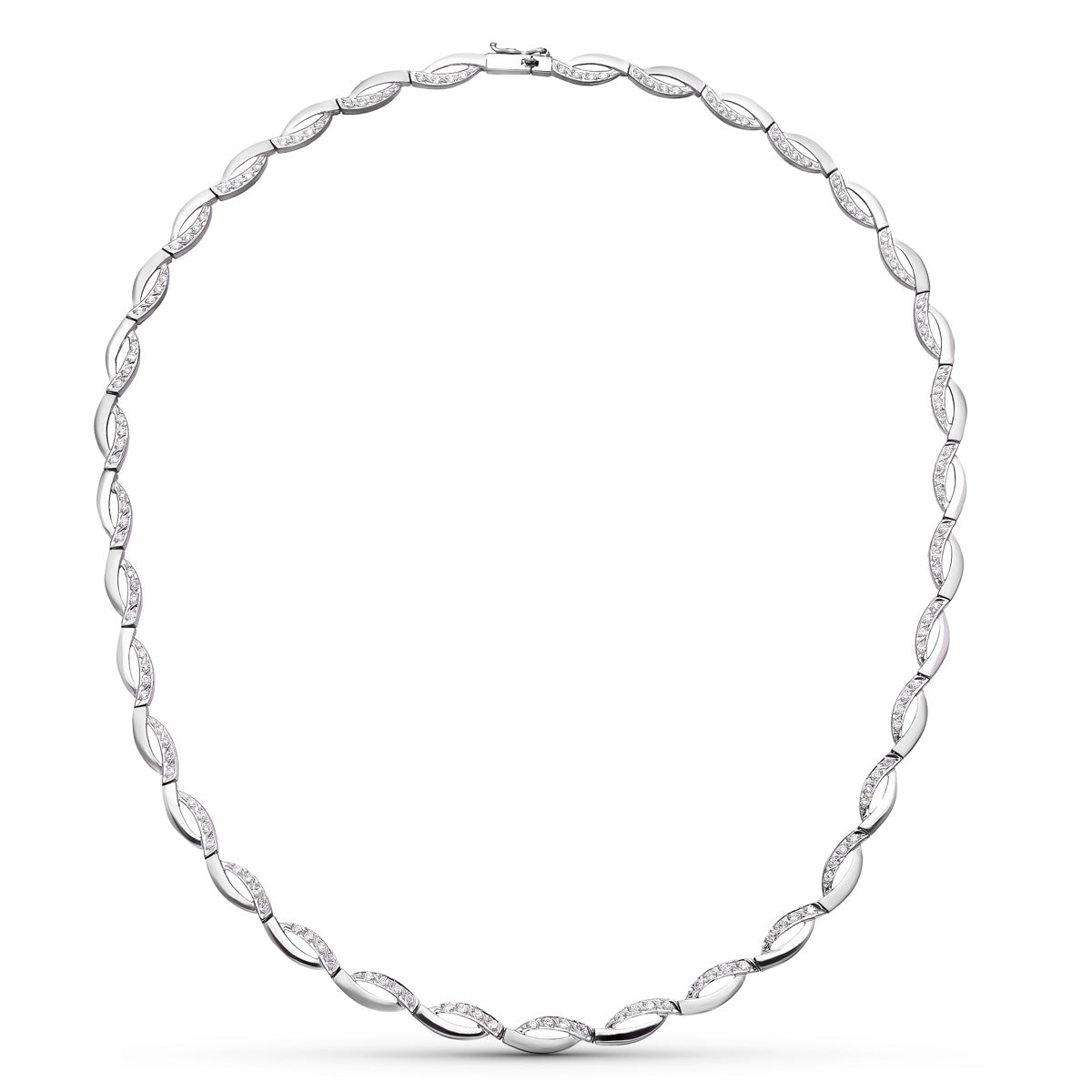 Gargantilla y Circonitas de oro blanco 18K