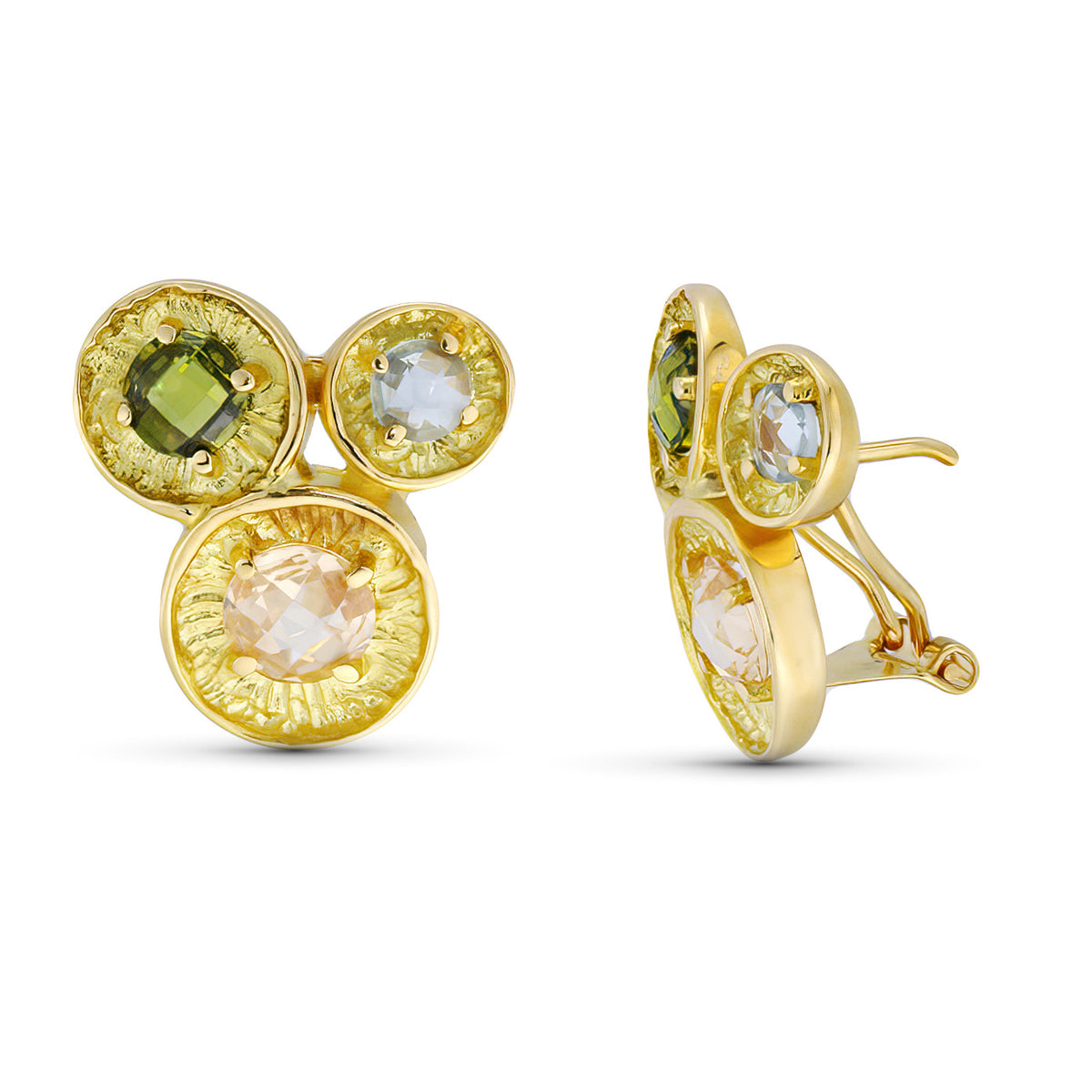 Pendientes Piedra Color 19 x 17 mm de oro amarillo 18K
