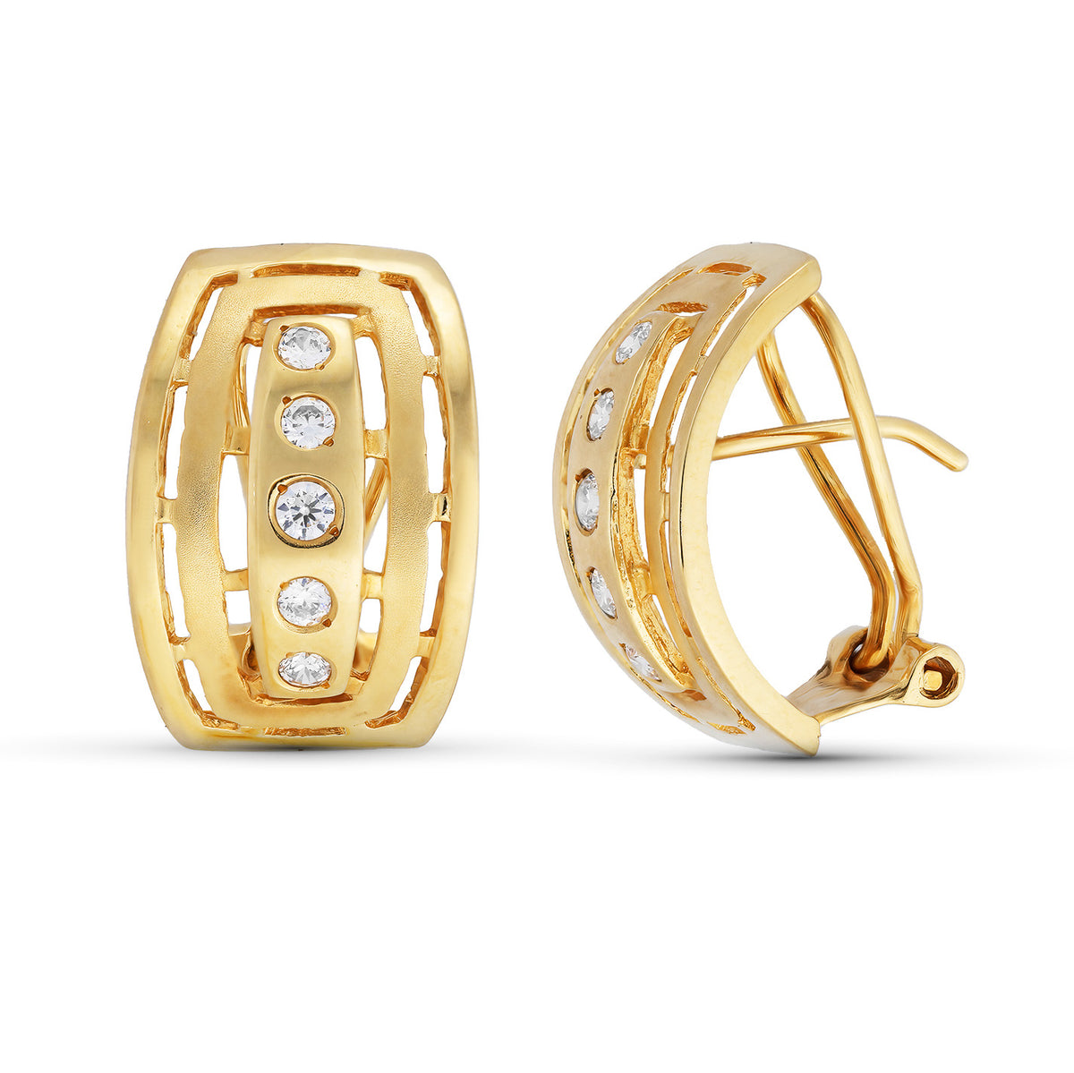 Pendientes Circonita 17 x 12 mm de oro amarillo 18K