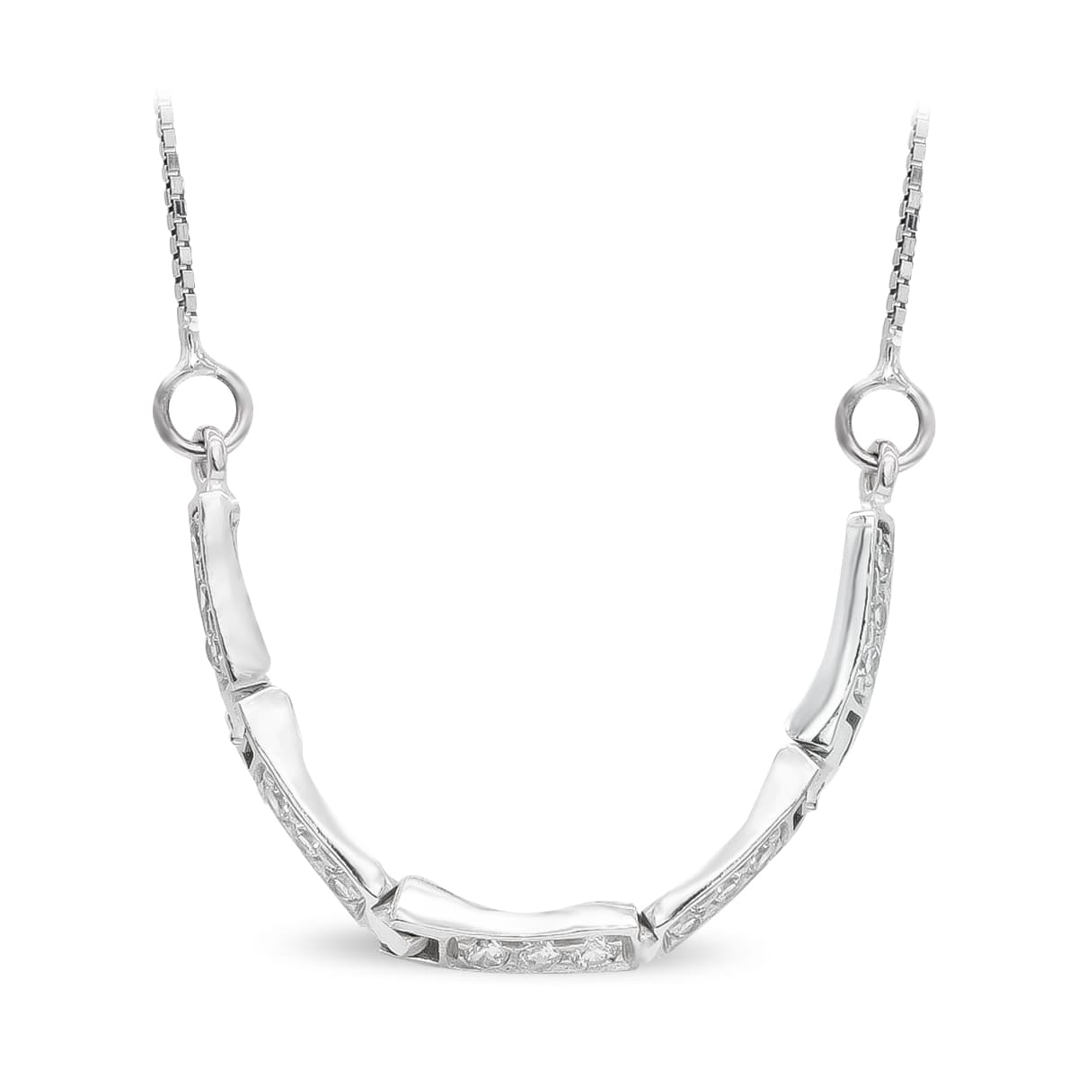 Gargantilla y Circonitas de oro blanco 18K