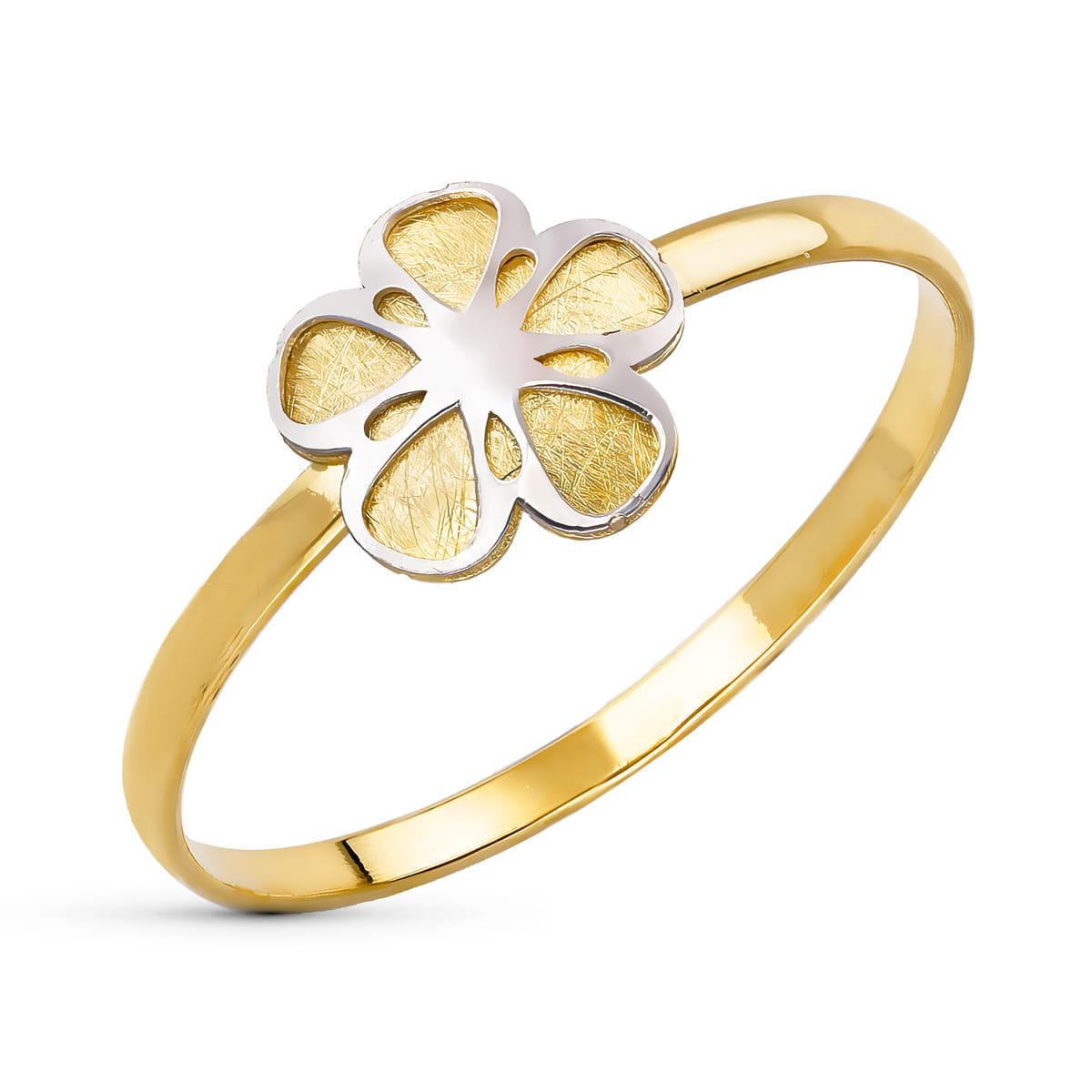 18K SORTIJA ORO BICOLOR MARGARITA. ANCHO: 8 X 8 MM