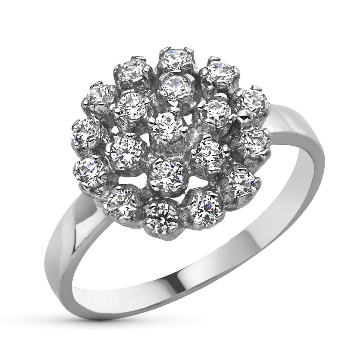 Sortija Cuajo con Circonitas. Ancho 13 mm de oro blanco 18K