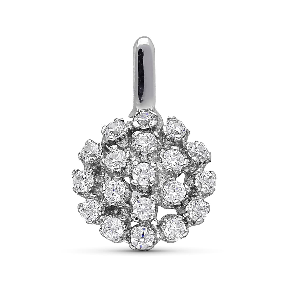 Colgante Cuajo Circonitas 13 mm de oro blanco 18K