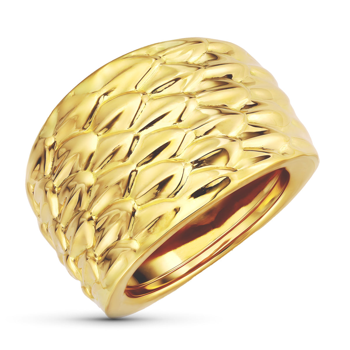 Sortija Detalles en Brillo. Ancho: 16,5 mm de oro amarillo 18K