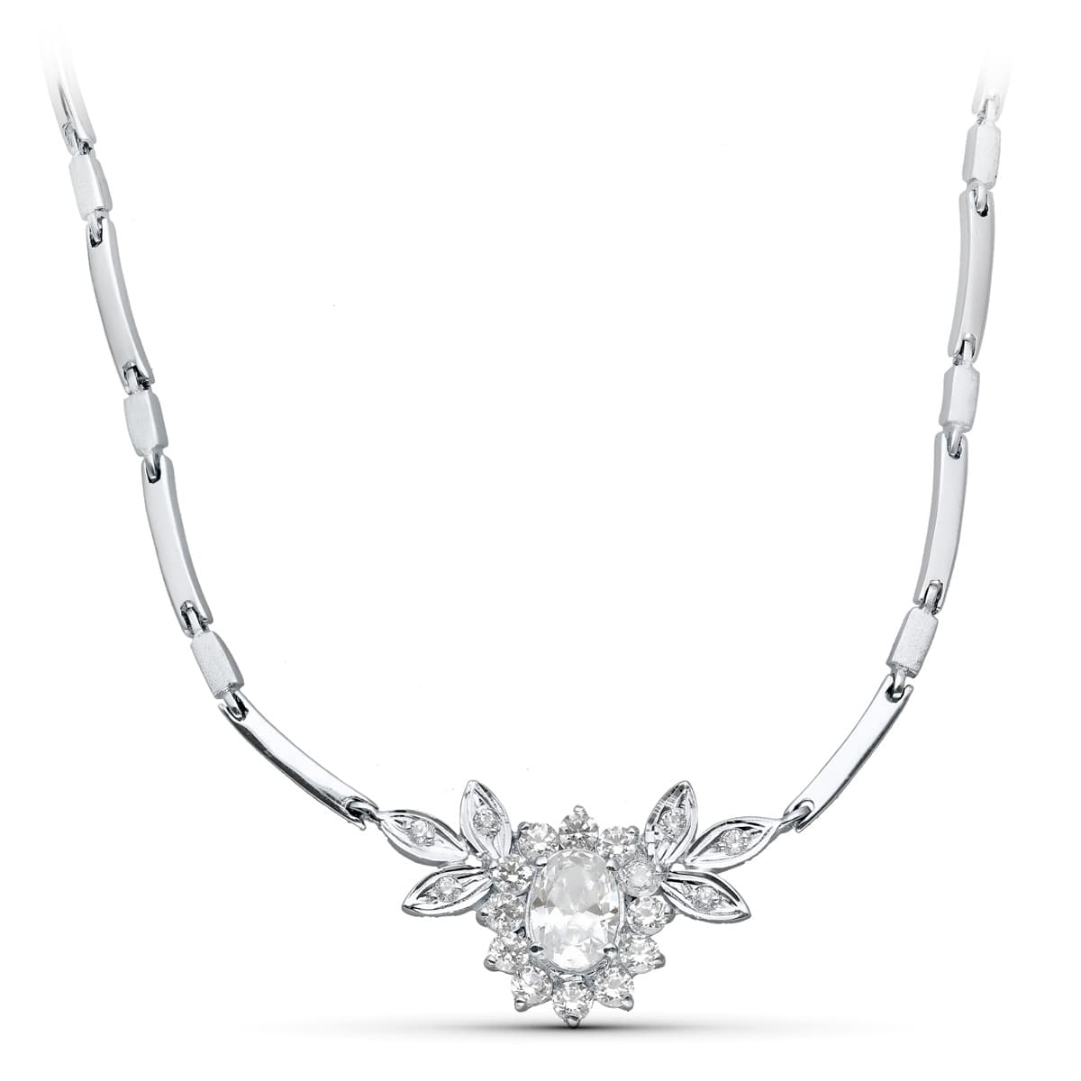 Gargantilla Juego Novia Centro 8 x 6 mm 45 cm de oro blanco 18K