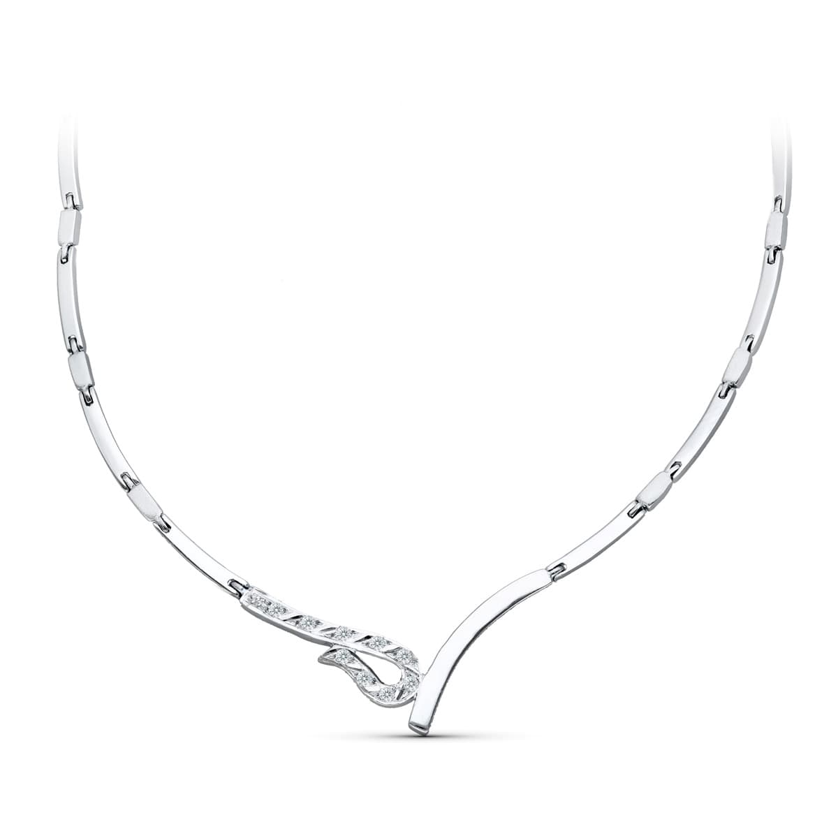 Gargantilla Juego Novia Circonita 45 cm de oro blanco 18K