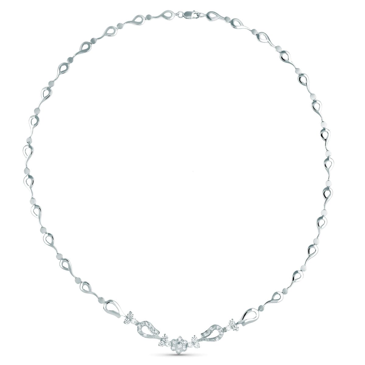 18K GARGANTILLA ORO BLANCO JUEGO NOVIA ARTICULADO 42CM CIERRE MOSQUETON