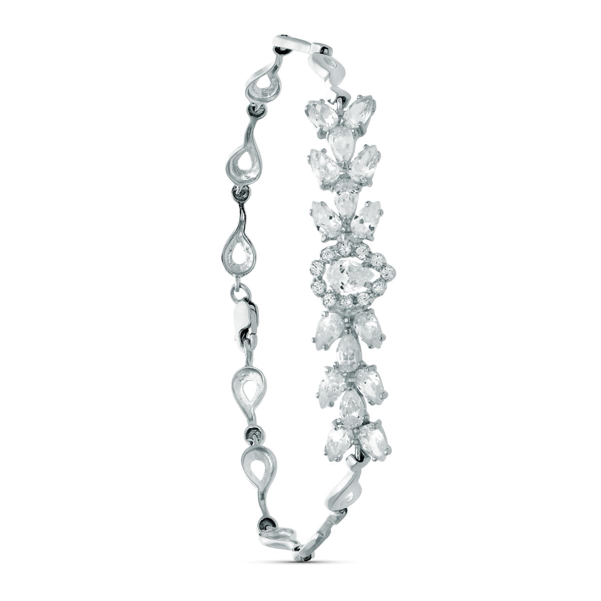 18K PULSERA ORO BLANCO JUEGO NOVIA CIRCONITA 18.50CM CIERRE MOSQUETON