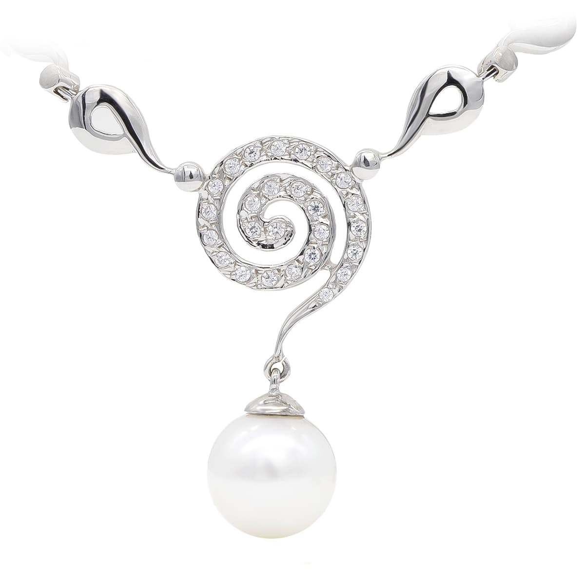 Gargantilla y Perla 10 mm de oro blanco 18K