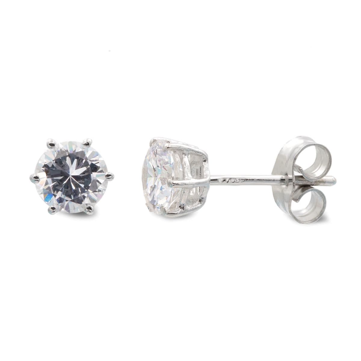 Pendientes Garras Circonita 6 x 6 mm de oro blanco 18K