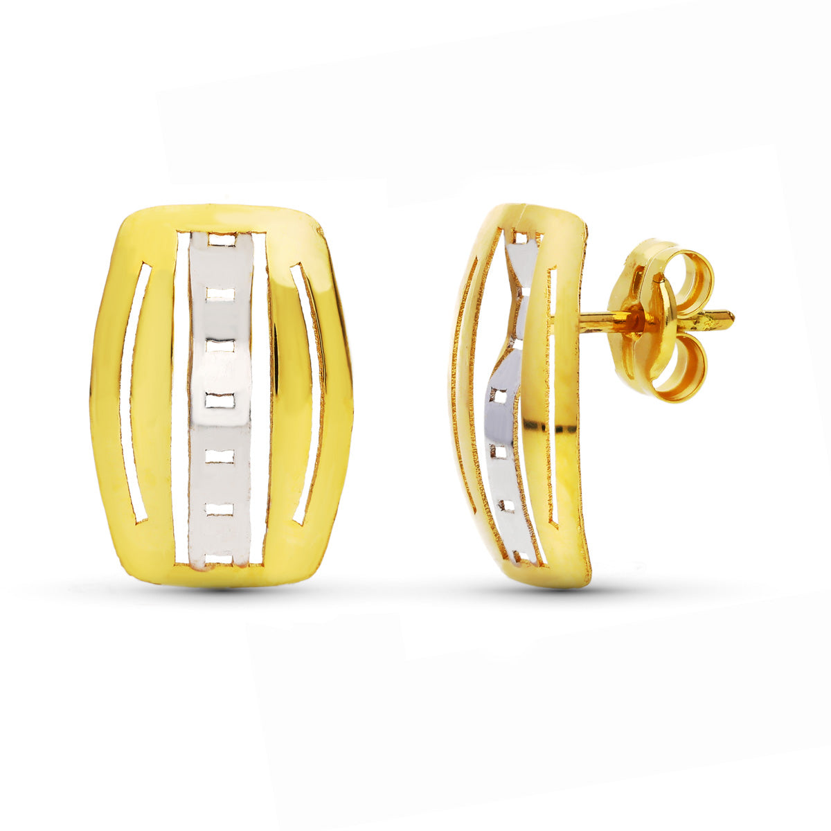 Pendientes Bicolor presión 18K