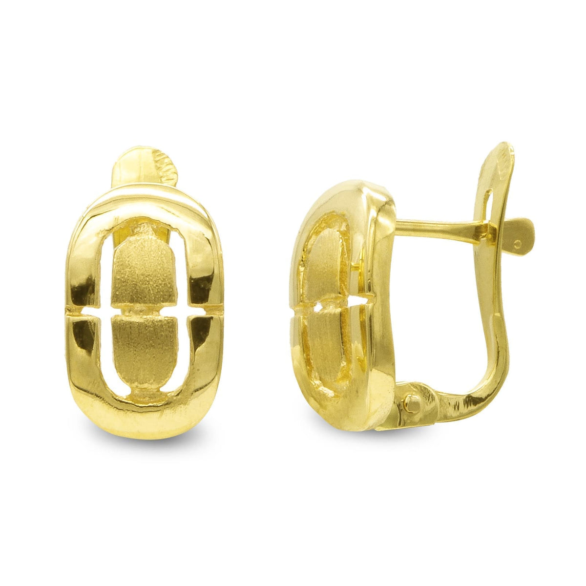 Pendientes Brillo y Mate 10 x 6 mm de oro amarillo 18K