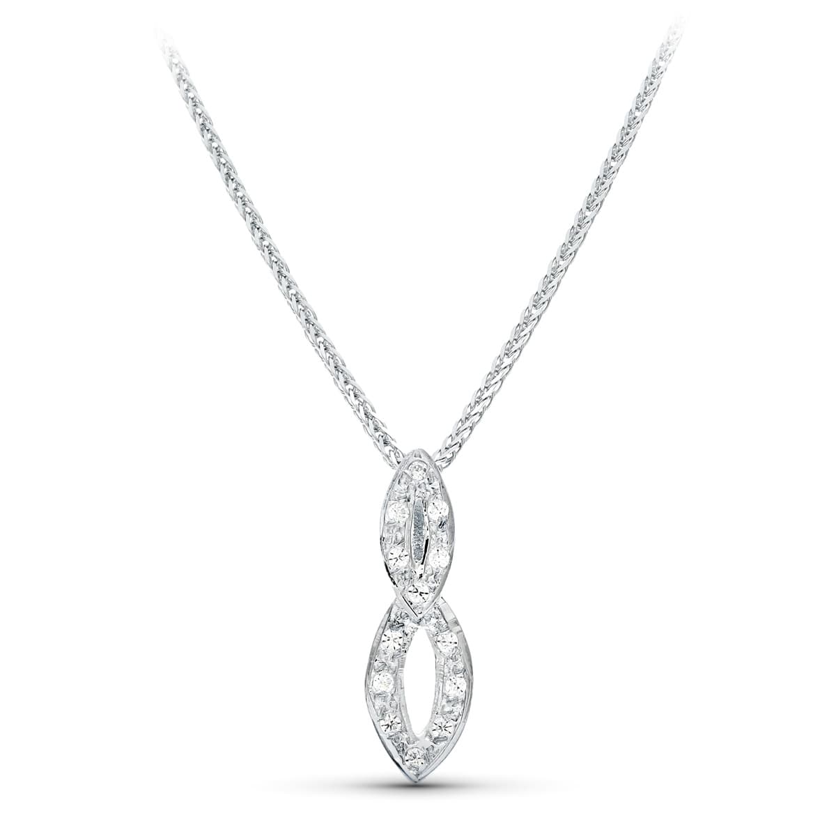 Gargantilla 45 cm Juego Novia Motivo 20 x 9 mm Circonitas de oro blanco 18K