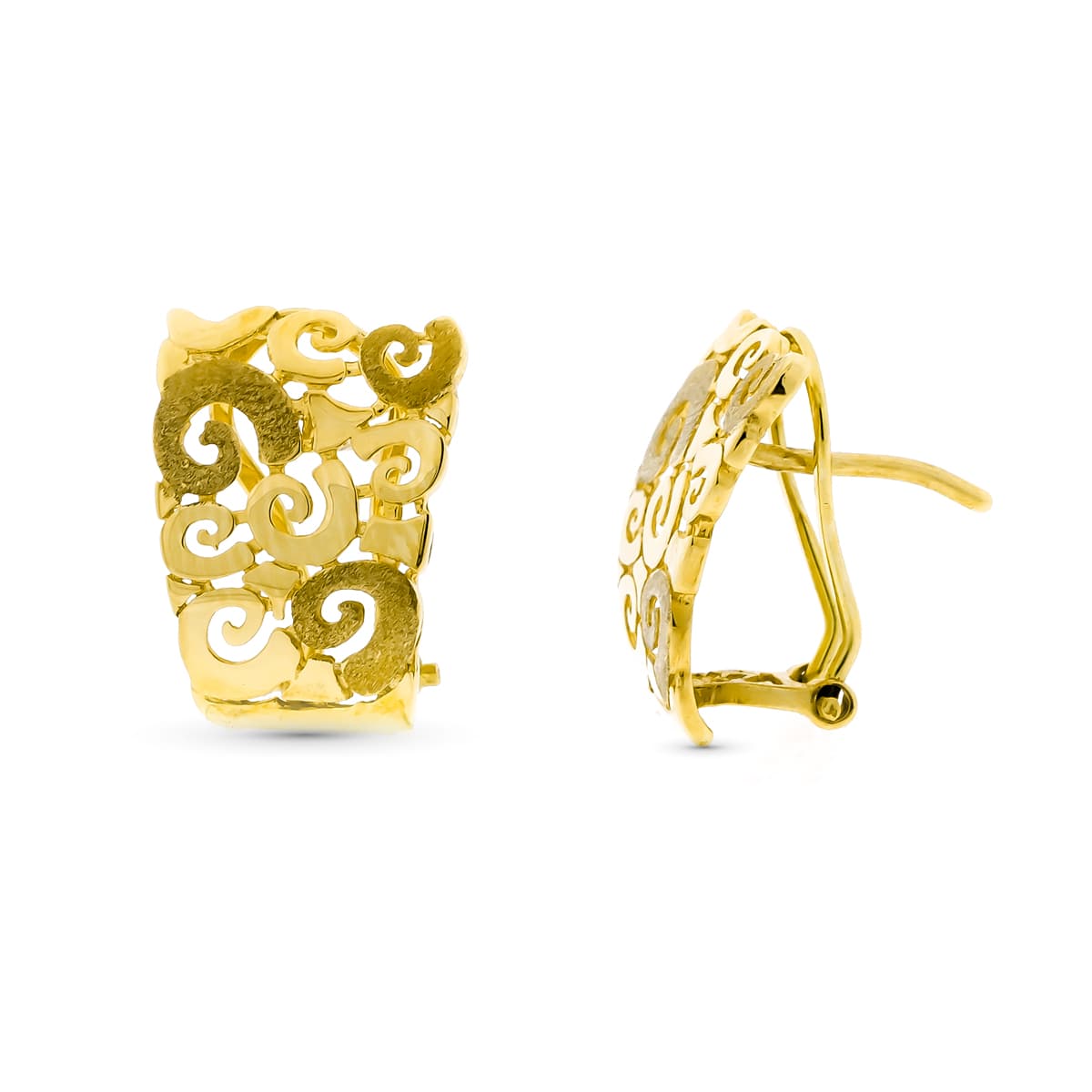 Pendientes Motivos Calados Florales 18 x 12 mm de oro amarillo 18K