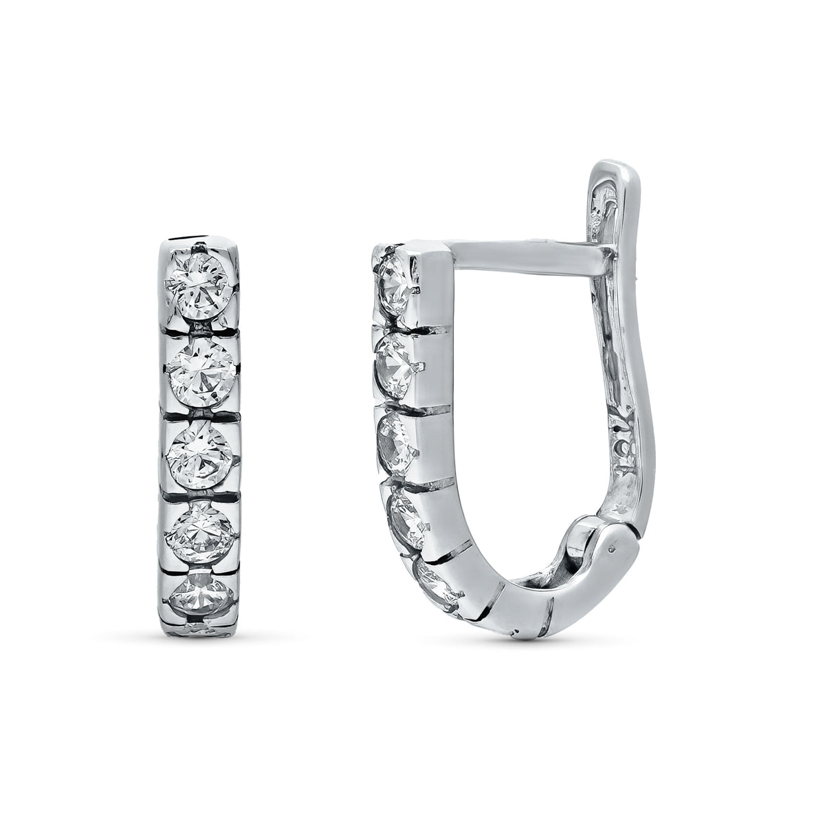 Pendientes Circonita catalán de oro blanco 18K
