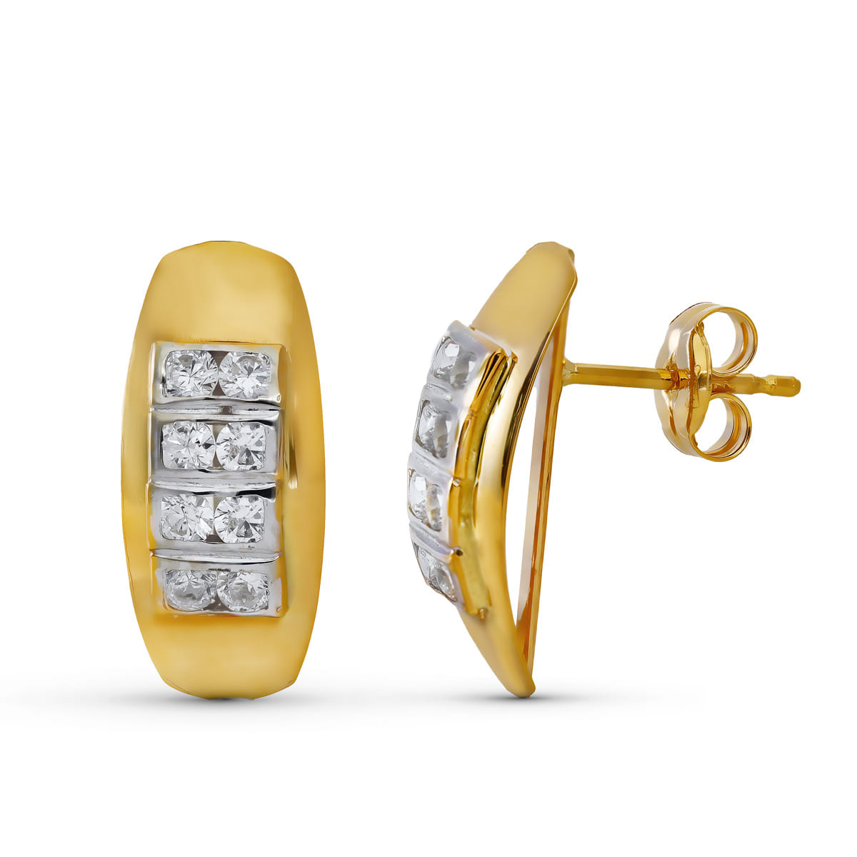 Pendientes Circonita Rodio de oro amarillo 18K