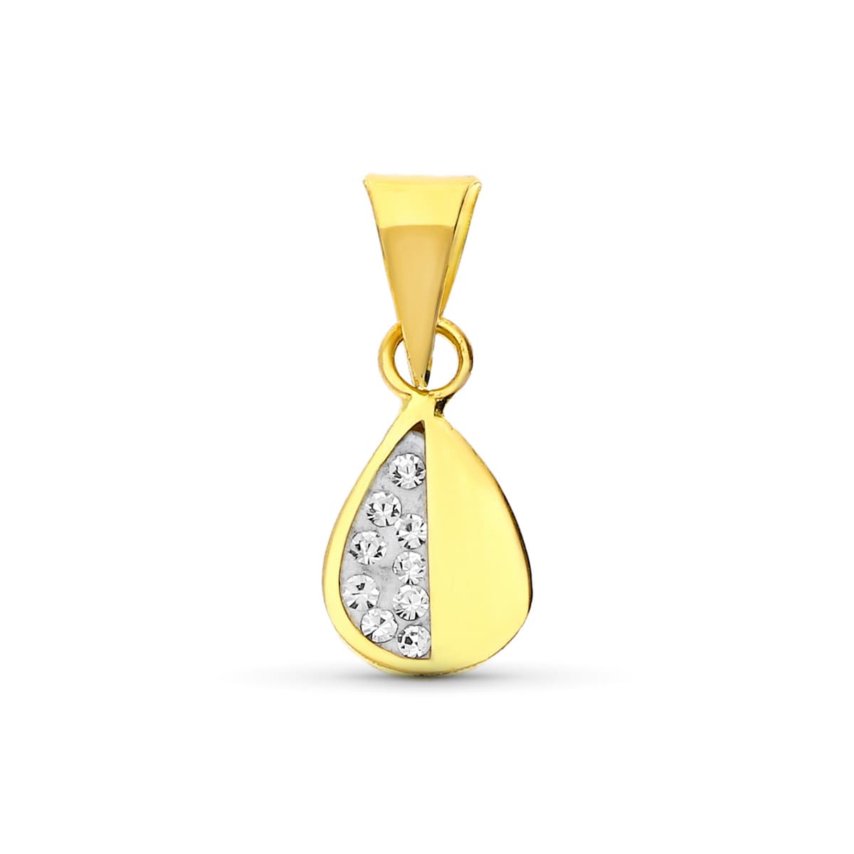Colgante Hoja Circonita 10 x 6 mm de oro amarillo 18K