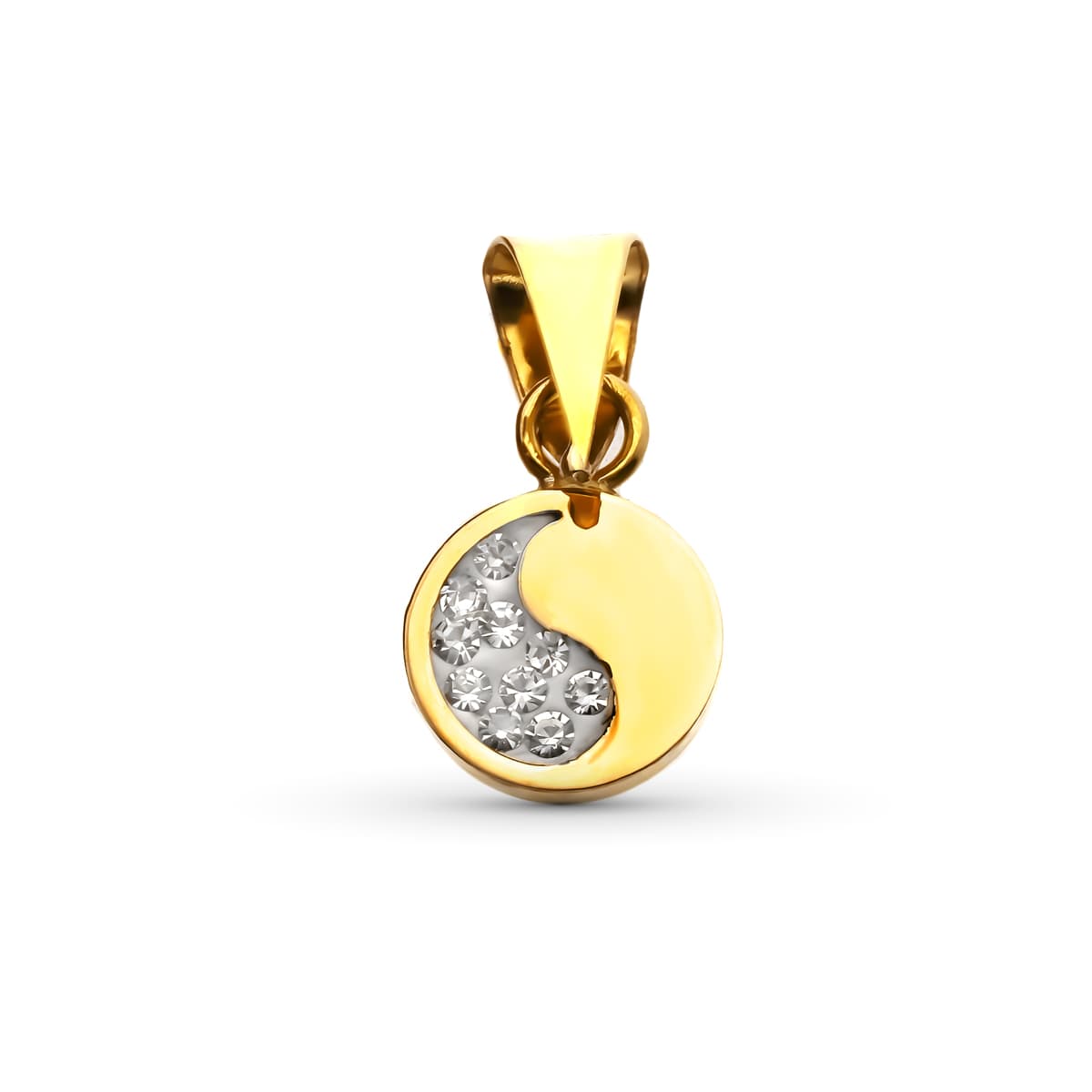 Colgante Redondo Circonita 9 x 6 mm de oro amarillo 18K