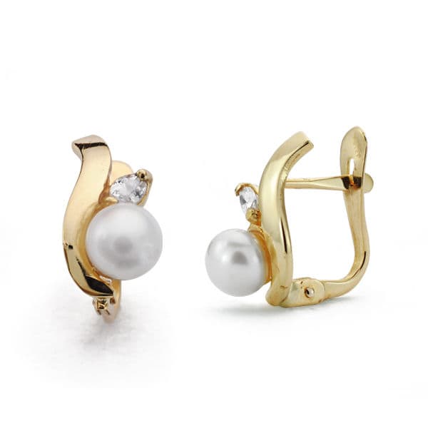 Pendientes Comunion Perla 12 x 6 mm de oro amarillo 18K