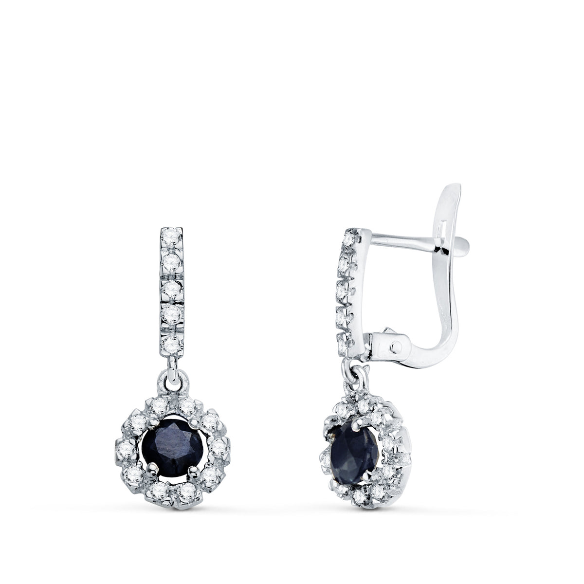 Pendientes Zafiro Fino y Circonitas catalán 18K