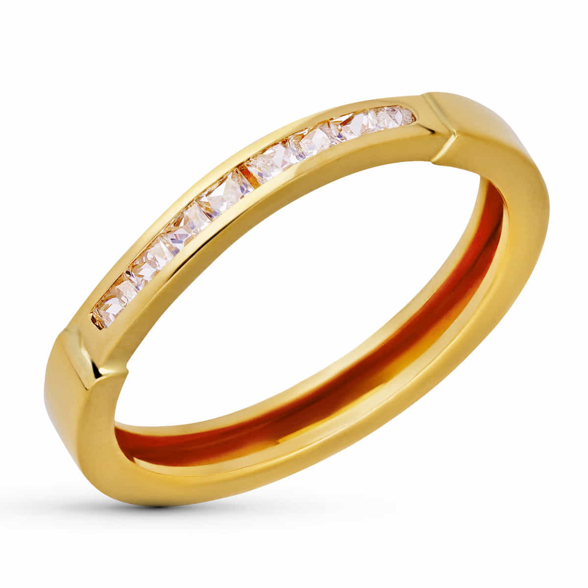Sortija Circonitas Carril. Ancho: 2,5 mm de oro amarillo 18K