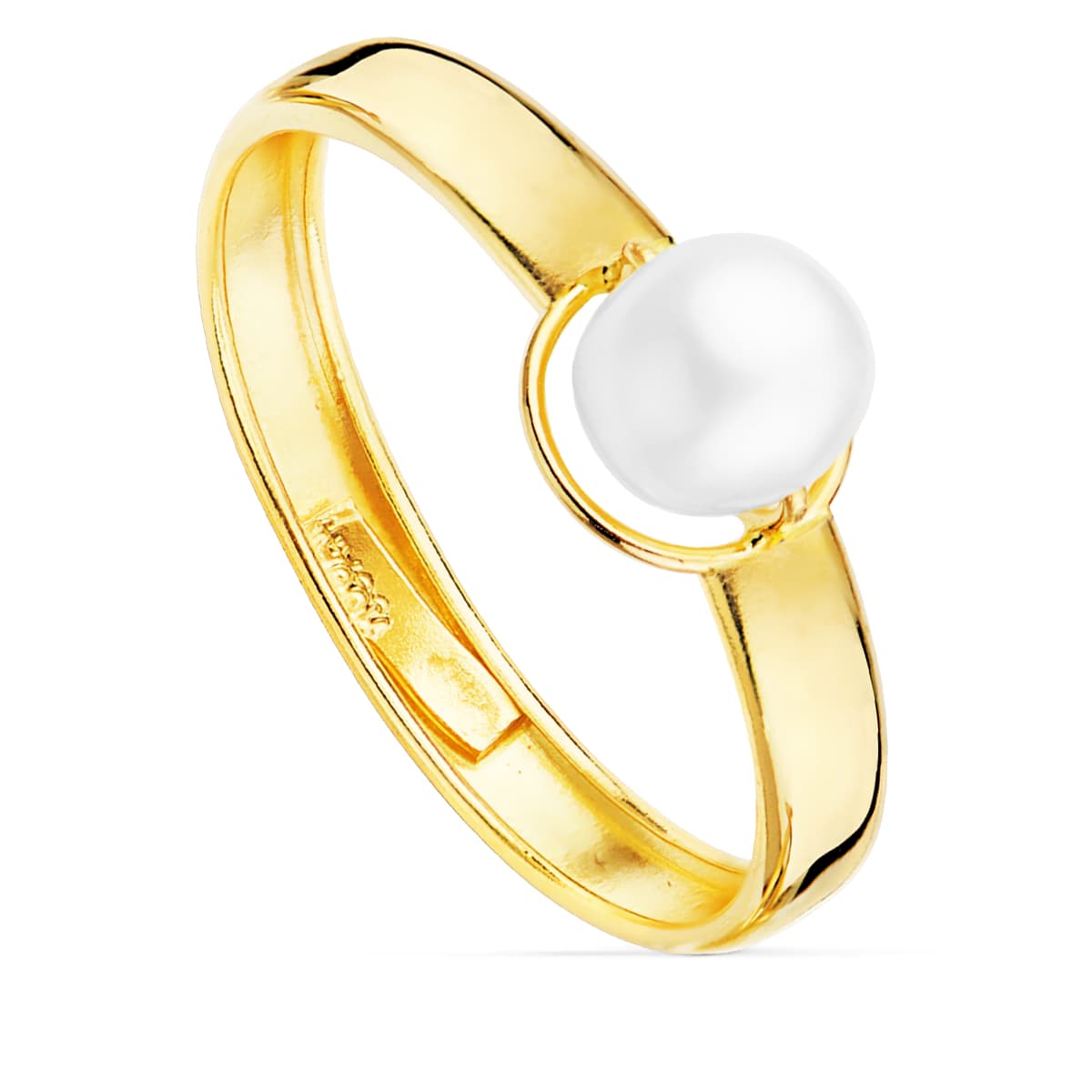 Sortija en Brillo con Perla de 5 mm de oro amarillo 9K