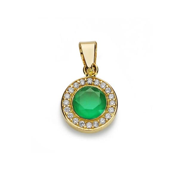 Colgante Piedra Verde 5 mm Circonita de oro amarillo 18K