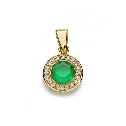 18K COLGANTE ORO AMARILLO PIEDRA VERDE 5MM CIRCONITA