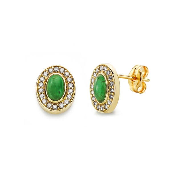 Pendientes Amariillo Piedra Verde 9 x 7 mm 18K