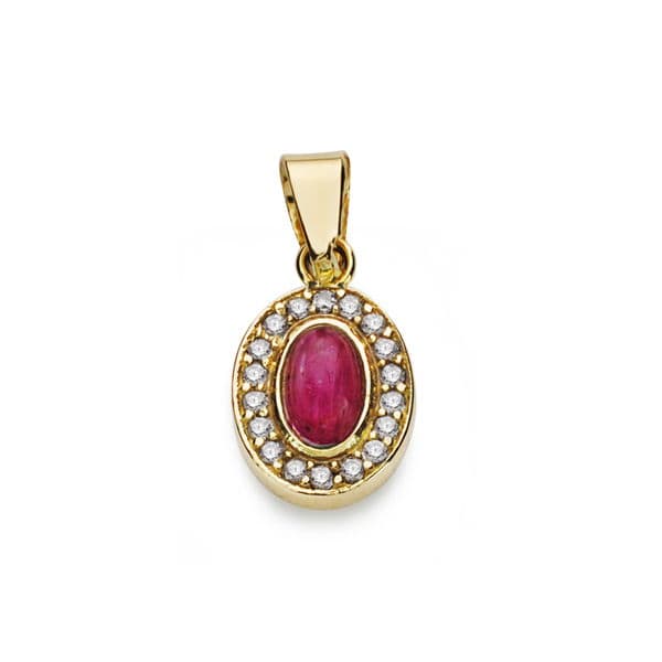 Colgante Piedra Roja Motivo 9 x 7 mm de oro amarillo 18K