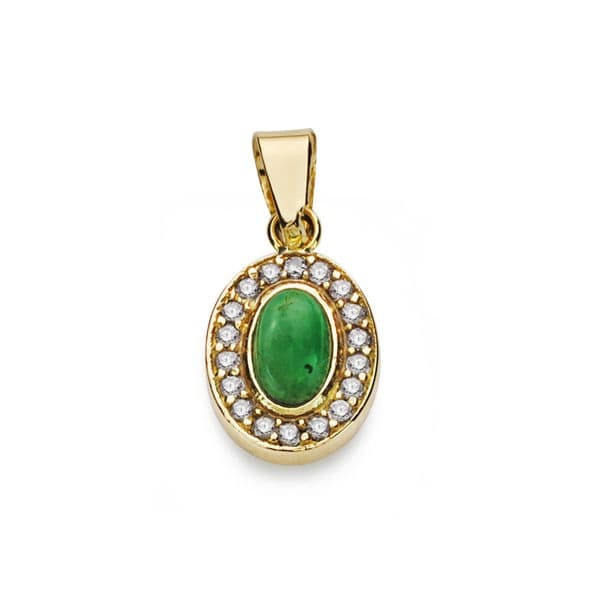 Colgante Piedra Verde Motivo 9 x 7 mm de oro amarillo 18K
