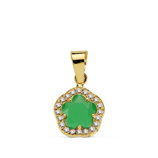 9K COLGANTE ORO AMARILLO ESTRELLA 9 MM PIEDRA COLOR
