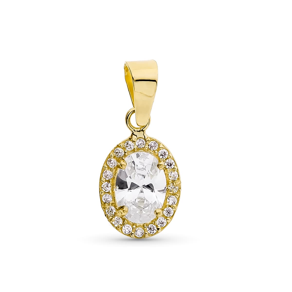 Colgante Oval con Circonita 10 x 8 mm de oro amarillo 18K
