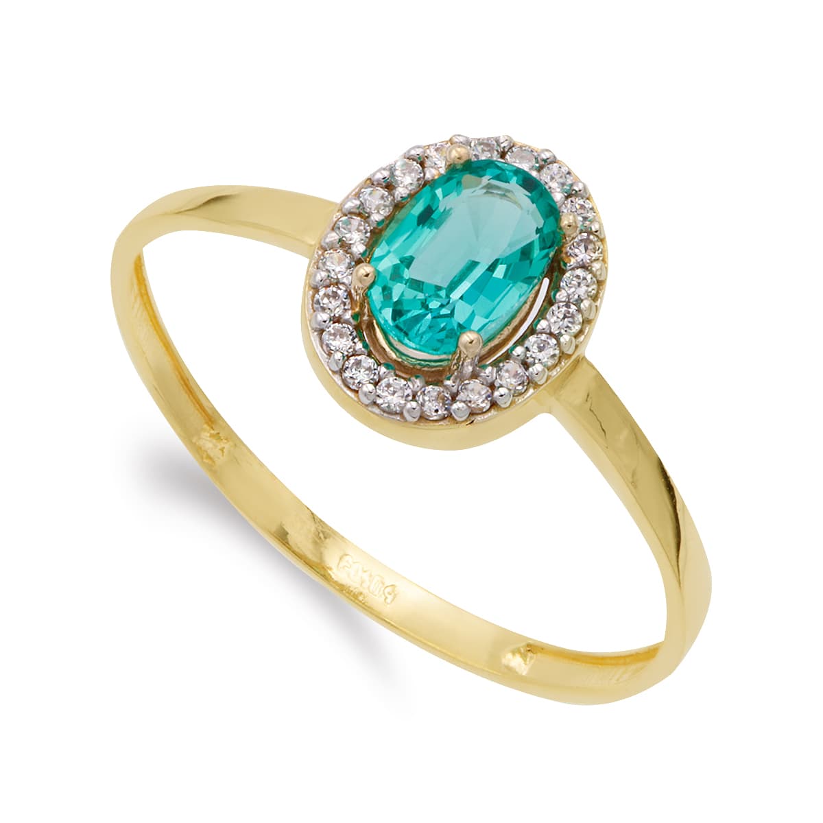 18K SORTIJA ORO AMARILLO ESMERALDA 6X4 MM 0.49 QTS. ANCHO 8X6 MM
