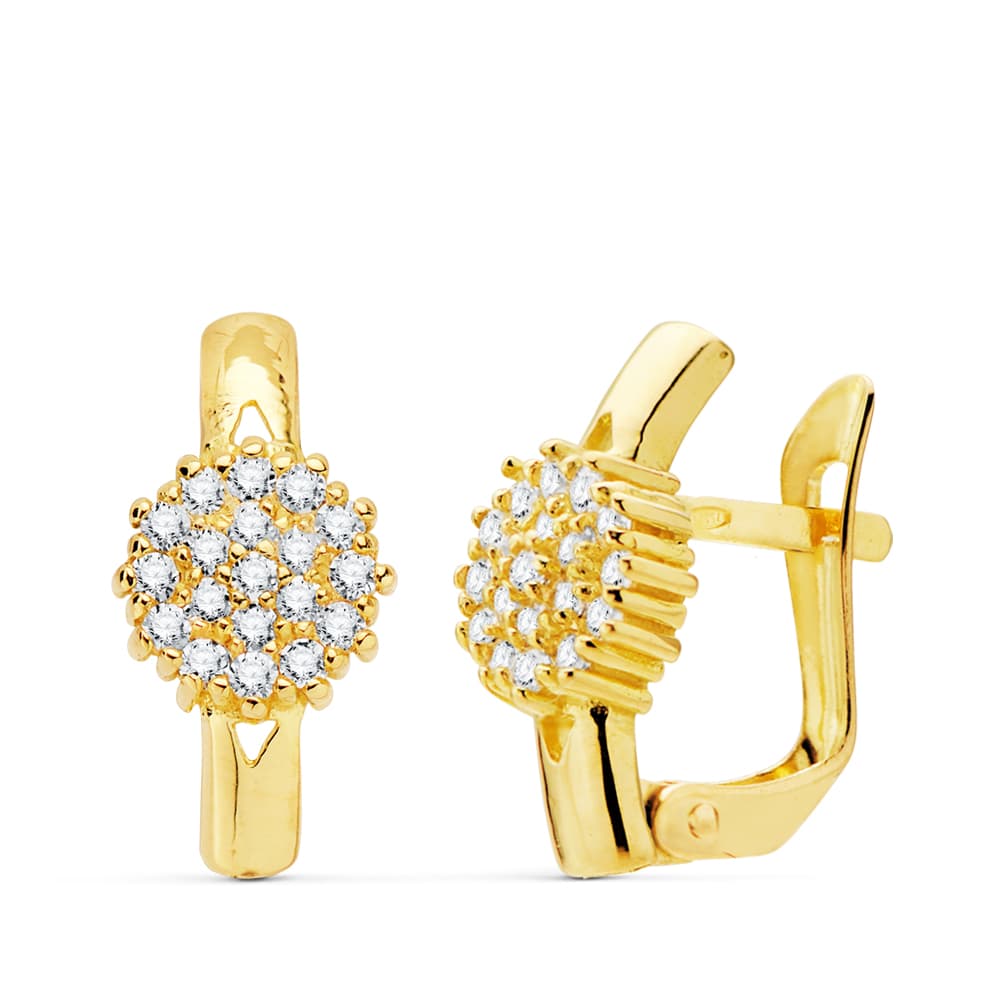 Pendientes Cuajo Circonita 6 x 6 mm de oro amarillo 18K