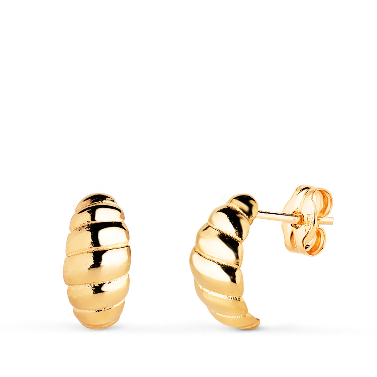 Pendientes Gallones en Brillo. Medida: 11 x 6 mm. de oro amarillo 18K