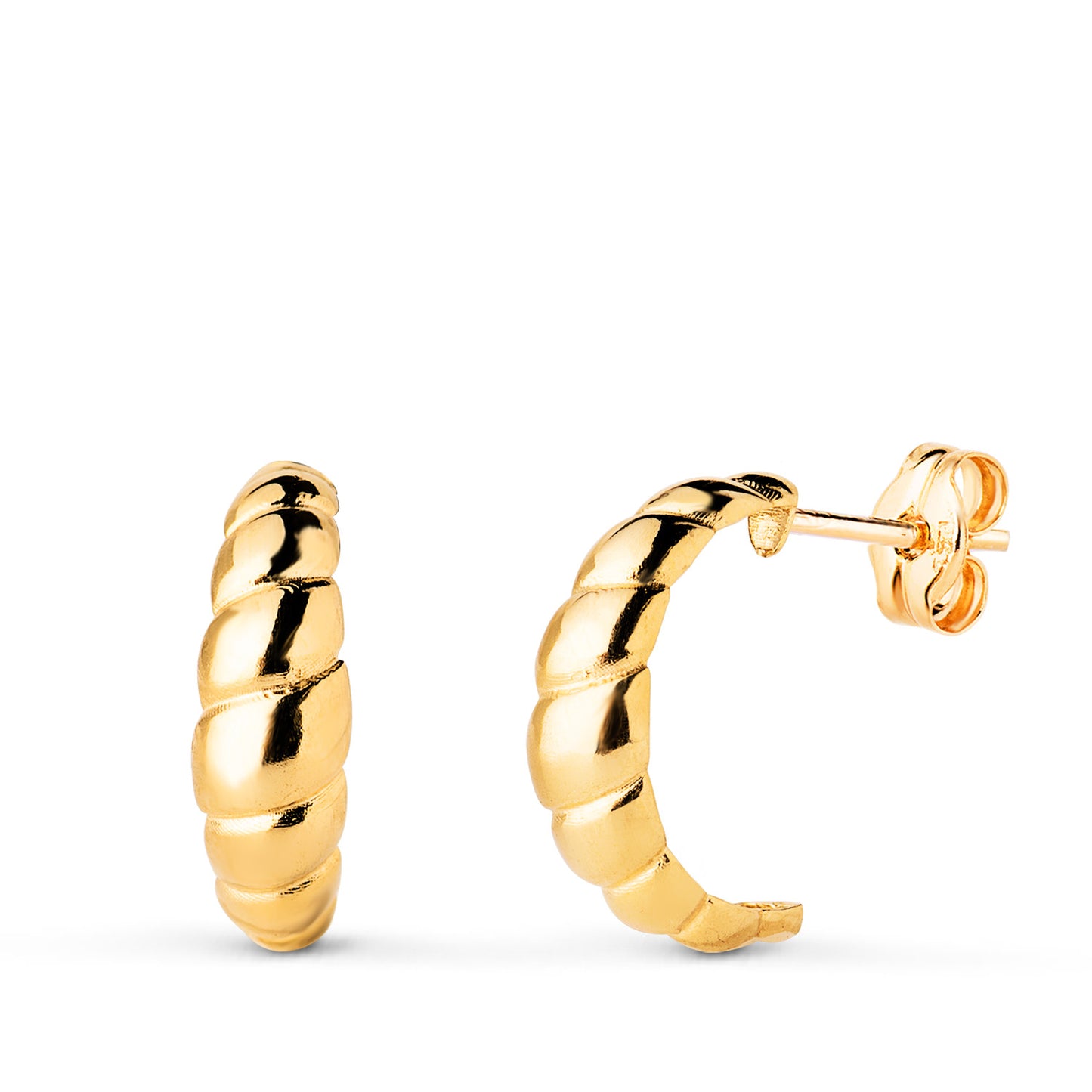 Pendientes Gallones en Brillo. Medida: 15 x 5 mm. de oro amarillo 18K