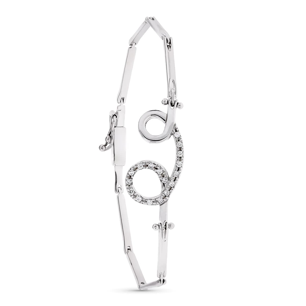 Pulsera Nudo con Circonitas de oro blanco 18K