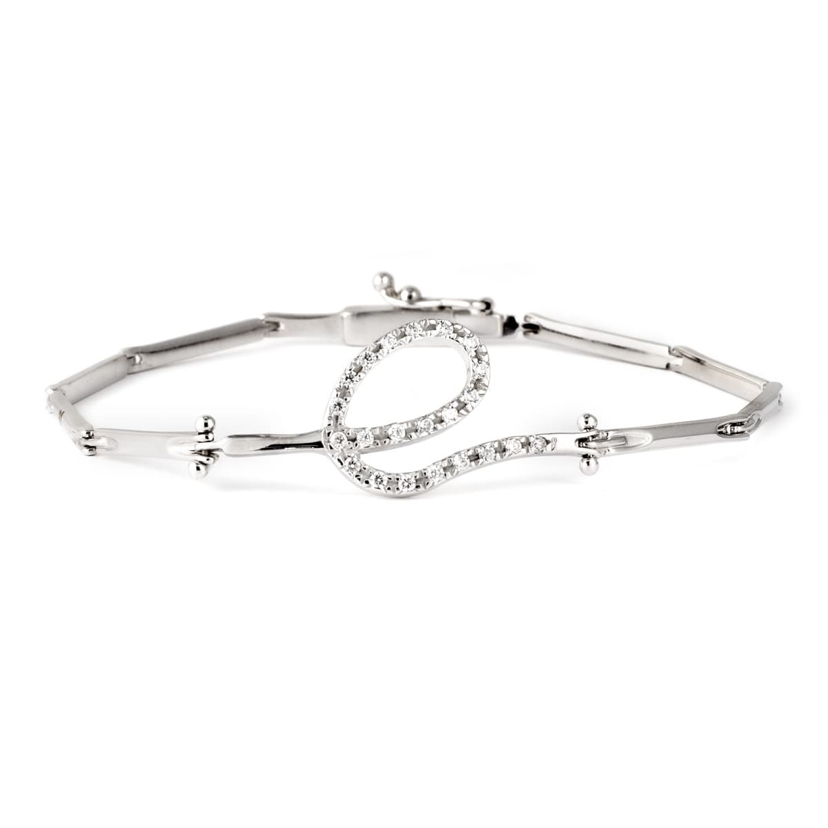 Pulsera Eslabones con Circonitas de oro blanco 18K