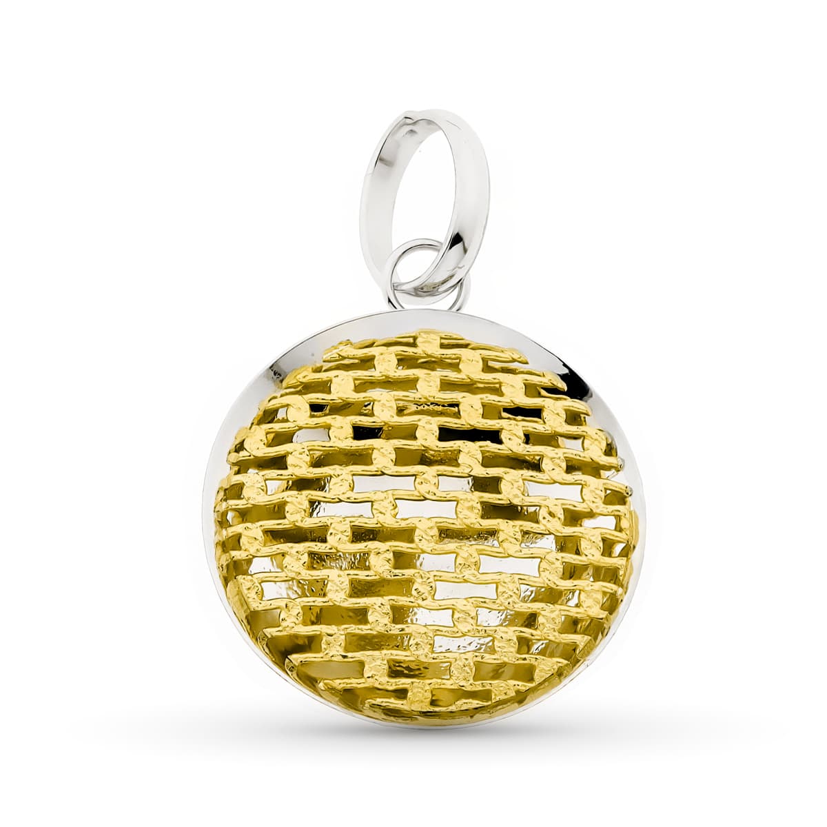 Colgante Bicolor Redondo Malla 18K