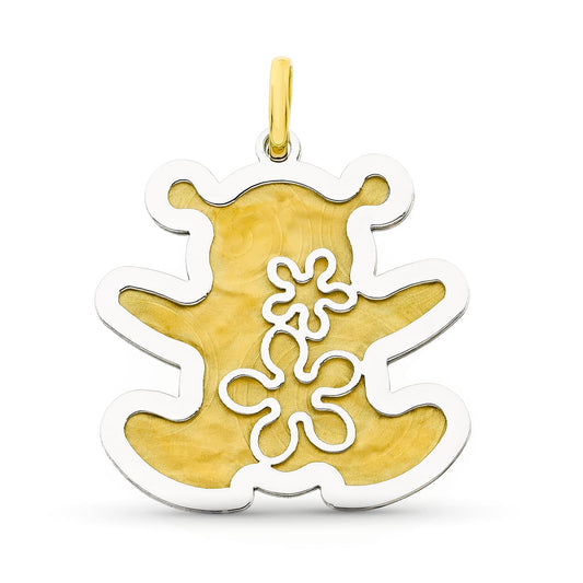 18K COLGANTE ORO BICOLOR OSO. MATE Y BRILLO