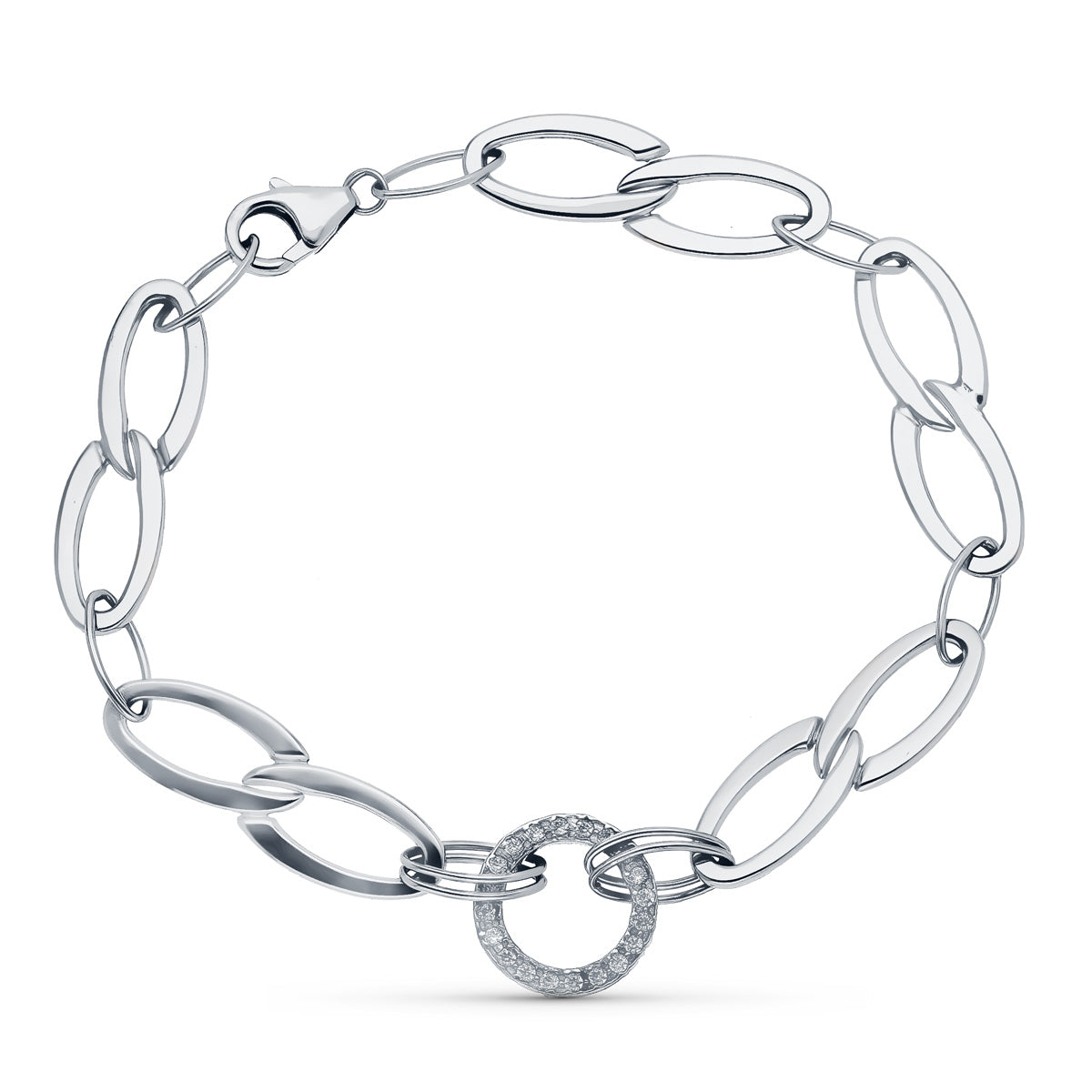 Pulsera 19 cm de oro blanco 18K