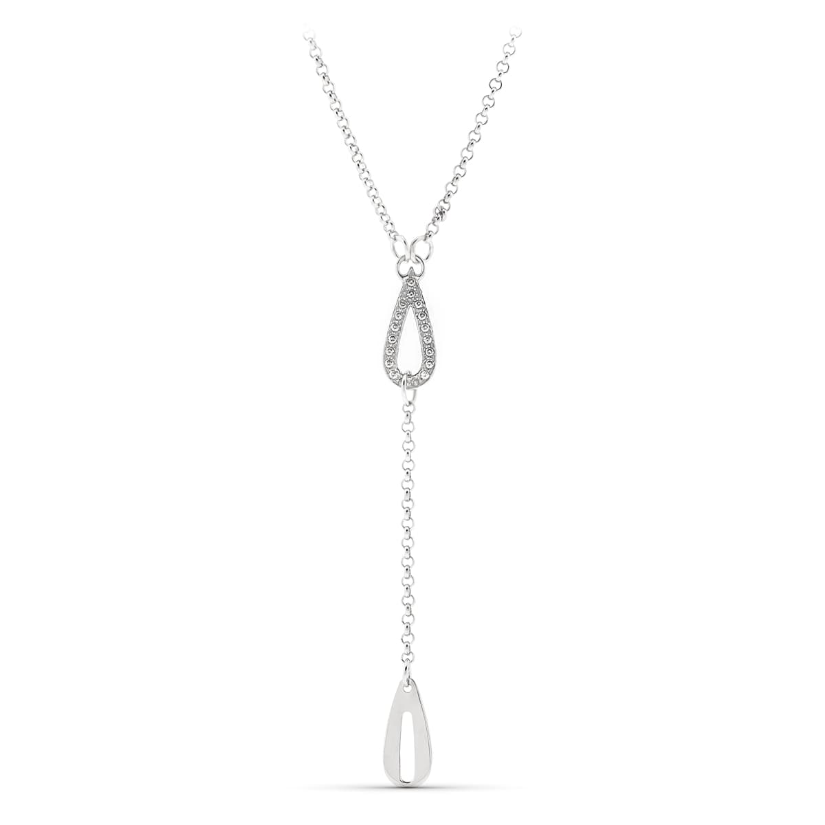 Gargantilla Gota con Circonitas de oro blanco 18K