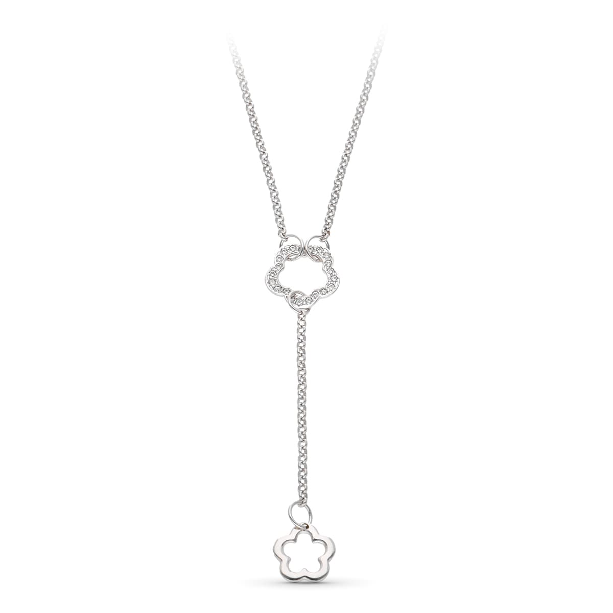 Gargantilla Motivo Flor de oro blanco 18K
