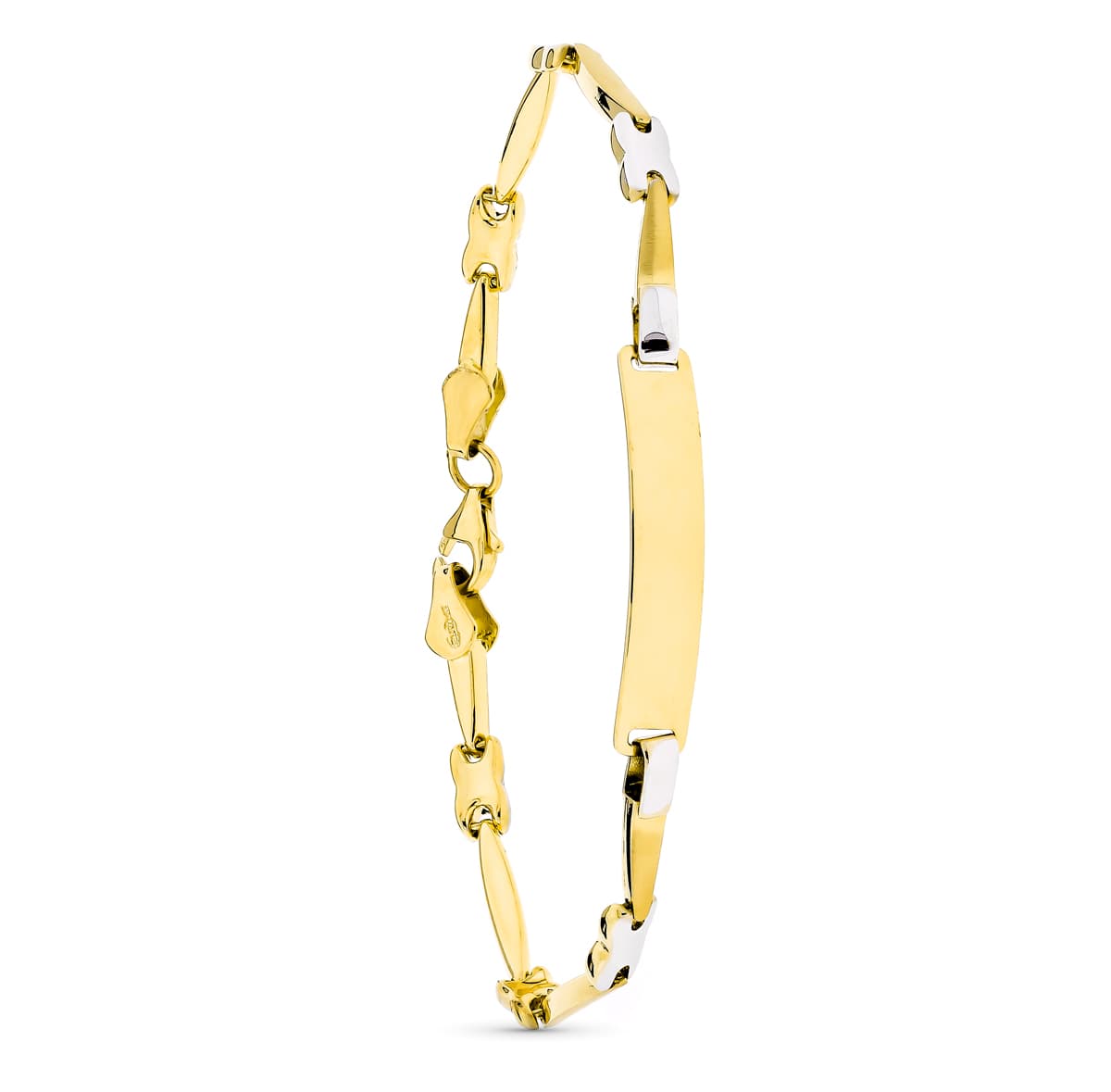 18K ESCLAVA ORO BICOLOR MATE Y BRILLO 18CM