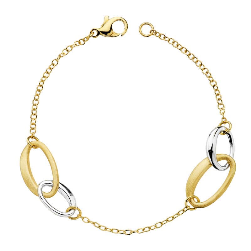 Pulsera Hueca Bicolor 19 cm 18K