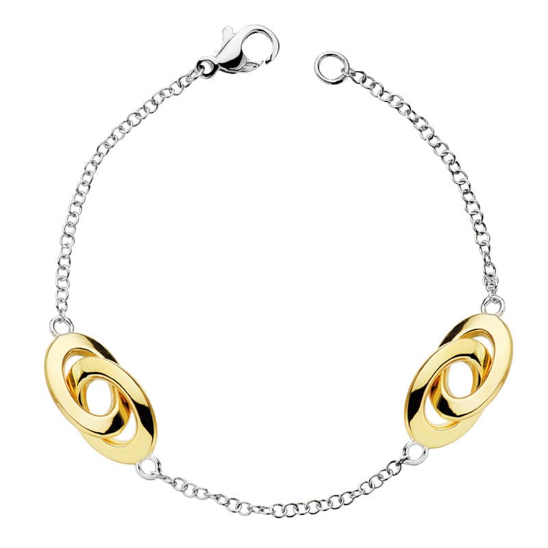 Pulsera Hueca Bicolor 19 cm 18K