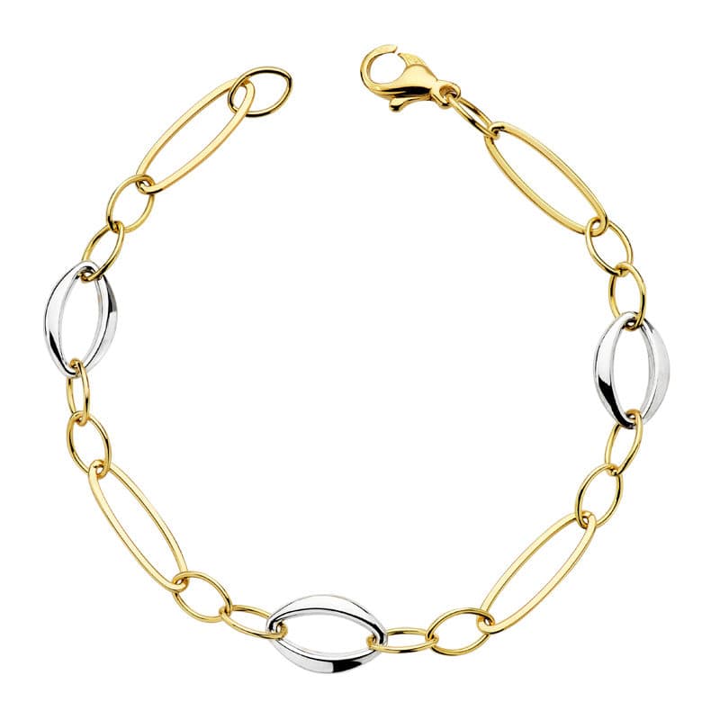 Pulsera Hueca Bicolor 19 cm 18K