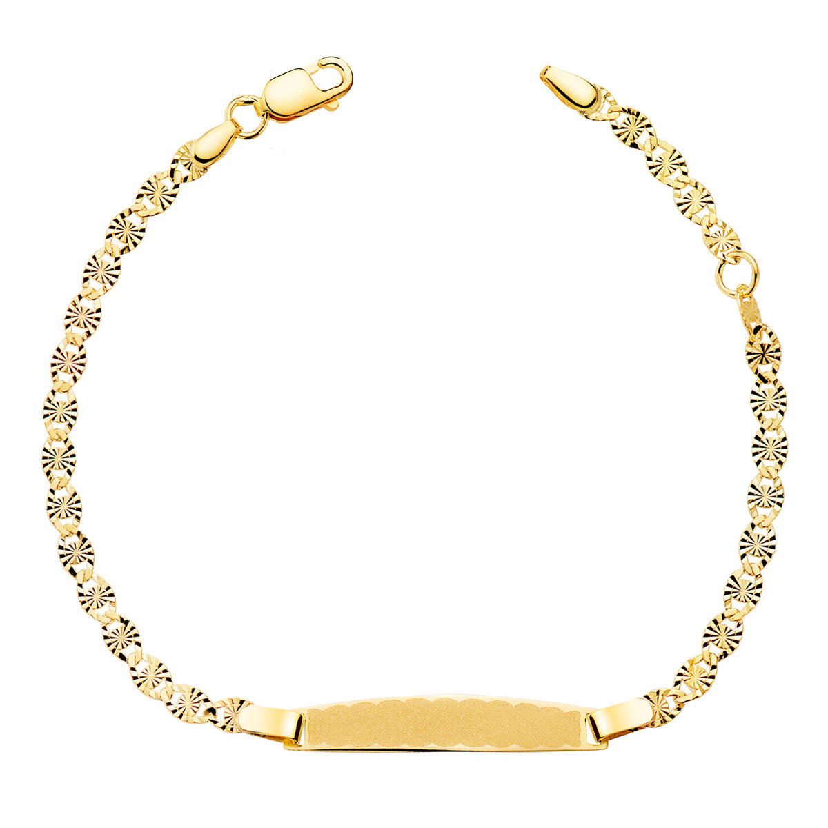 Esclava Tallado Macizo 2,8 mm. Placa Chapa: 25 x 4 mm. Largo 14,5 2 cm de oro amarillo 18K
